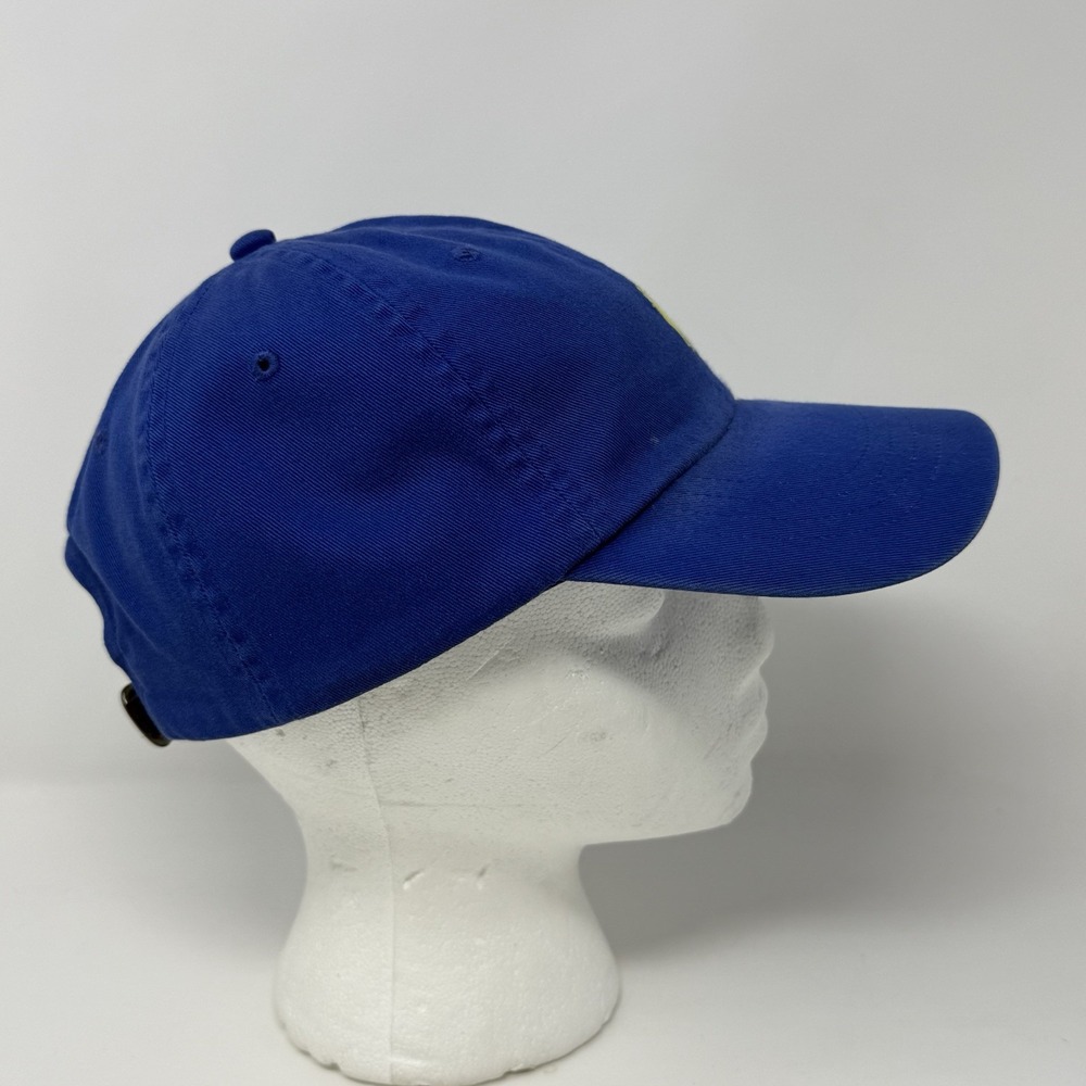 Vintage Polo Ralph Lauren Hat Cap Leather Strap Back Cotton Dad Blue Yellow Pony - Picture 3 of 10